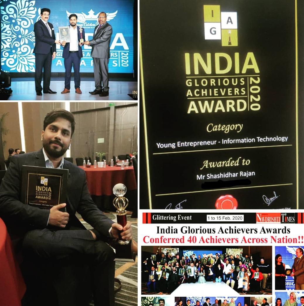 India Glorious Achievers Award 2020 Awarded to Mr. shashidhar Rajan